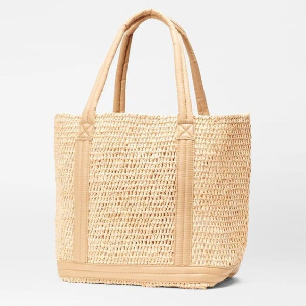MZ Wallace Medium Lightweight Sequin Raffia Tote in Light Gold MZ Wallace Medium Lightweight Sequin Raffia Tote in Light Gold
