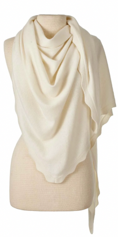 Cashmere Ruffle Triangle Wrap in Ivory