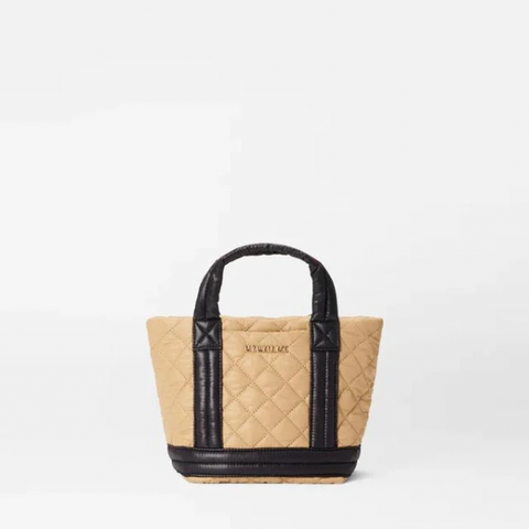 MZ Wallace Quilted Mini Empire Tote in Camel & Black