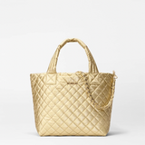 MZ Wallace Small Metro Deluxe Tote in Light Gold Metallic with Chain