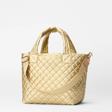 MZ Wallace Small Metro Deluxe Tote in Light Gold Metallic with Chain