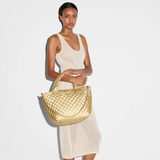 MZ Wallace Small Metro Deluxe Tote in Light Gold Metallic with Chain