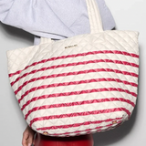MZ Wallace Medium Metro Deluxe Tote in Sanshell Apple Charter Stripe