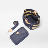 MZ Wallace Mini Crochet Tote in Dawn (Navy) & Natural Stripe