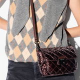 MZ Wallace Small Crosby Lock Crossbody in Bordeaux Lacquer