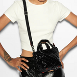 MZ Wallace Petite Metro Tote Deluxe in Black Lacquer
