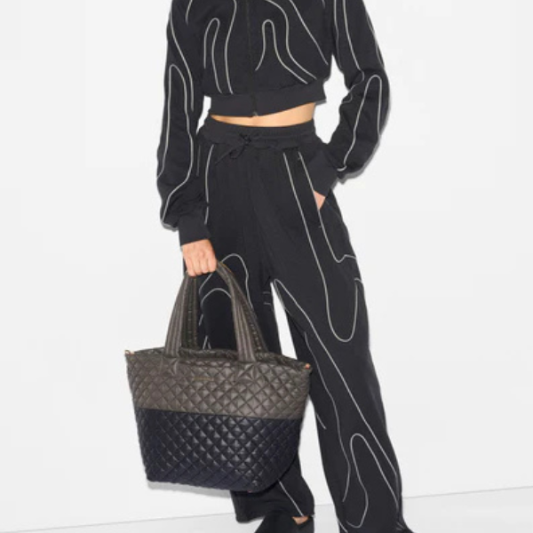MZ Wallace Medium Metro Deluxe Tote in Black / Magnet Color Block MZ Wallace Medium Metro Deluxe Tote in Black / Magnet Color Block