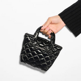 MZ Wallace Petite Metro Tote Deluxe in Black Liquid