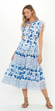 Cinched Flirty Midi Dress in Marion Blue