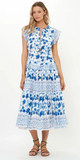 Cinched Flirty Midi Dress in Marion Blue