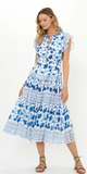 Cinched Flirty Midi Dress in Marion Blue