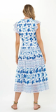 Cinched Flirty Midi Dress in Marion Blue
