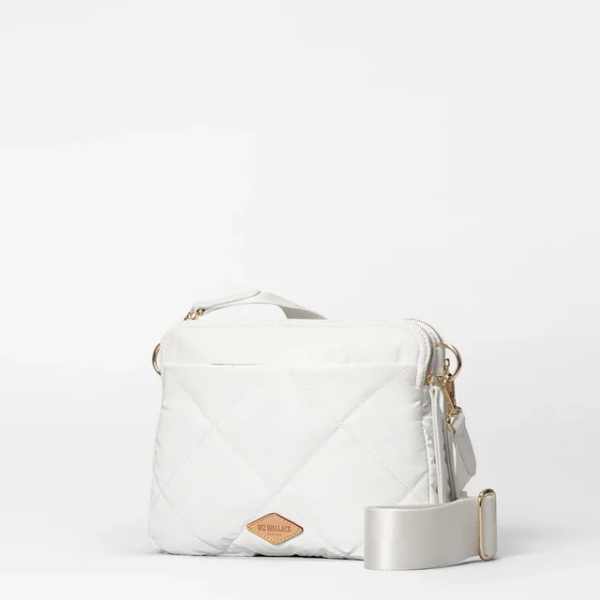 MZ Wallace Quilted Madison Crossbody in Liquid Chalk – Blue Beetle MZ Wallace Quilted Madison Crossbody in Liquid Chalk – Blue Beetle