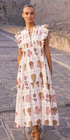 Scallop Pintuck Maxi In Taormina Cream