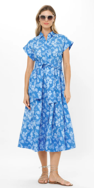 Belted Shirt Dress in Pretoria Navy