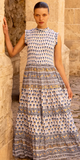 Sleeveless Smocked Maxi in Lotus Navy