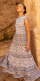 Sleeveless Smocked Maxi in Lotus Navy