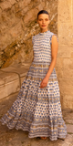 Sleeveless Smocked Maxi in Lotus Navy