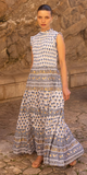 Sleeveless Smocked Maxi in Lotus Navy