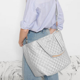 MZ Wallace Medium Metro Deluxe Tote in Oyster Metallic