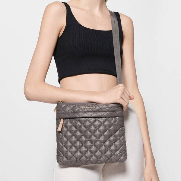 MZ Wallace Metro Flat Crossbody in Magnet