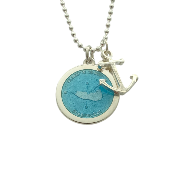 Medium Colby Davis Silver Nantucket Necklace in Light Blue