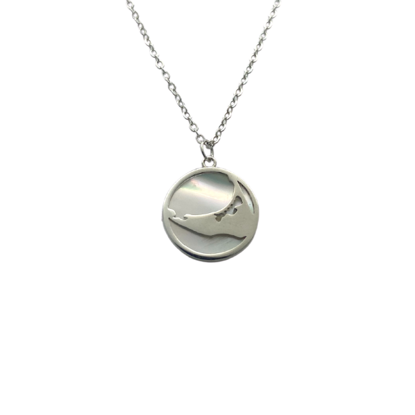 Small Silver Island Necklace with Mother of Pearl Back