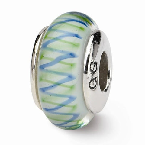 Blue and Green Argyle Glass Bead