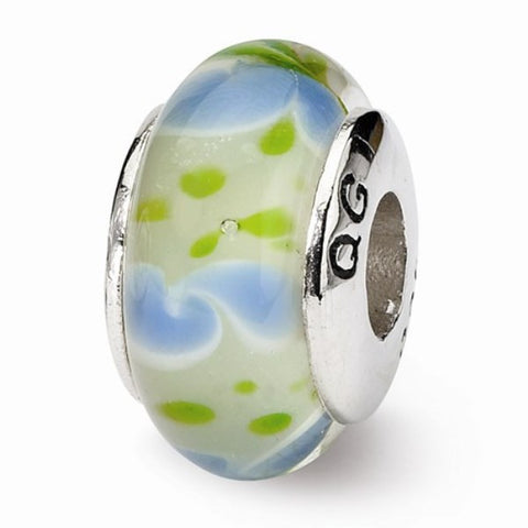 Blue and Green Swirl Glass Bead