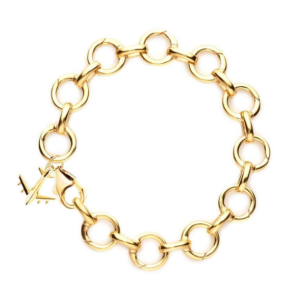 Engraved Compass Bracelet with Diamond- Gold Vermeil