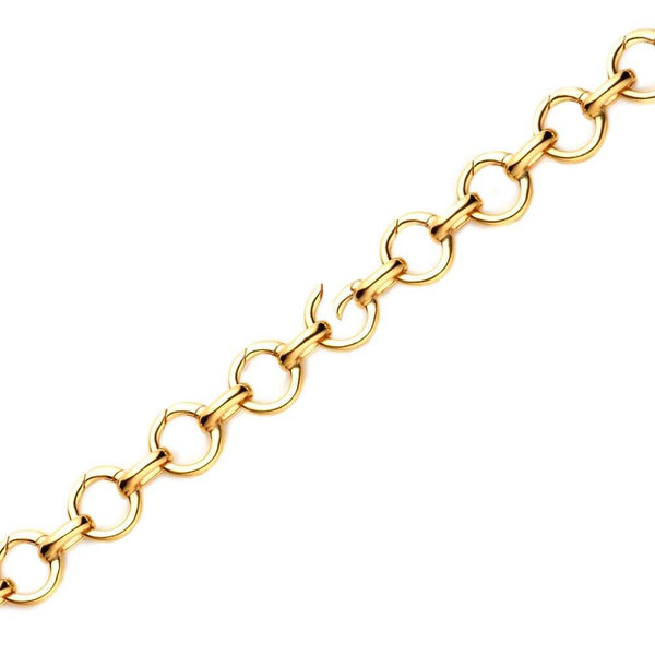 Handmade 14k Yellow Gold Vermeil Charm Bangle Bracelet - Traditional Design, Lobster Clasp, 19cm