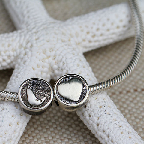 Nantucket Island Heart Charm Bead