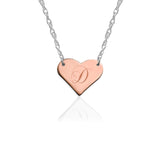 Two-Tone Engraved Mini Heart Necklace