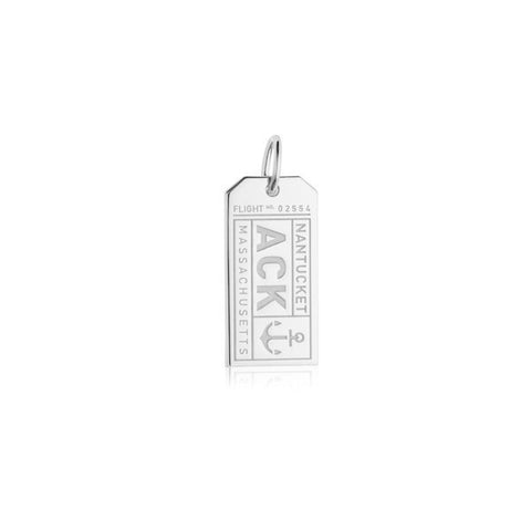 Nantucket Luggage Tag Bracelet Charm in Sterling Silver