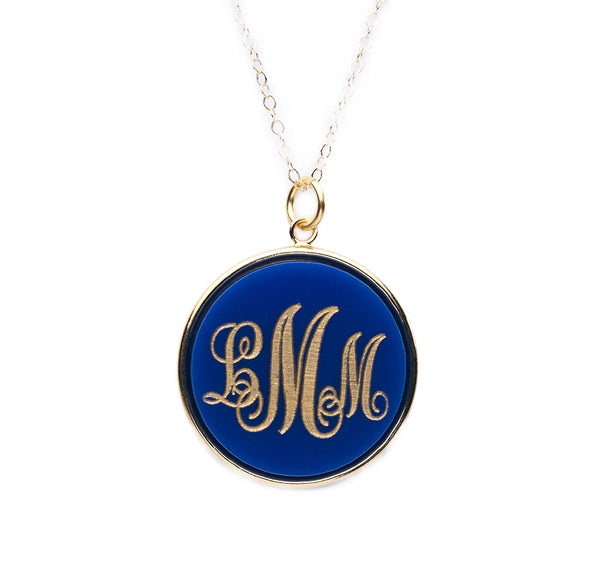 Round Monogram Locket Necklace 