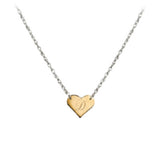 Two-Tone Engraved Mini Heart Necklace