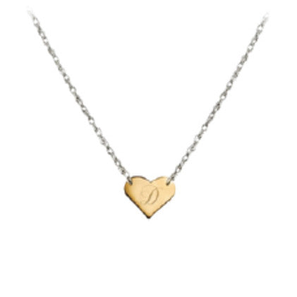 Two-Tone Engraved Mini Heart Necklace