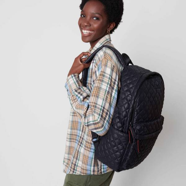 MZ Wallace Metro Backpack Deluxe in Black Blue Beetle