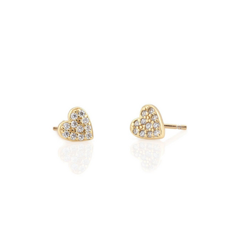 Heart Pave Studs in Gold