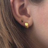 Wide Hinged Huggie Earring in Gold