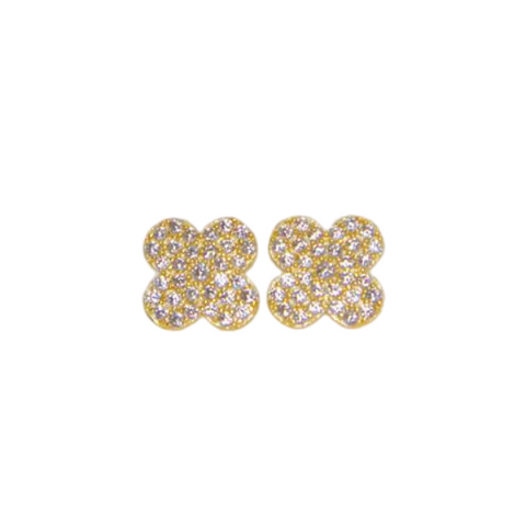 CZ Quatrefoil Earrings - Gold