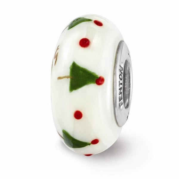 White Christmas Tree Glass Bead