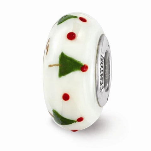 White Christmas Tree Glass Bead