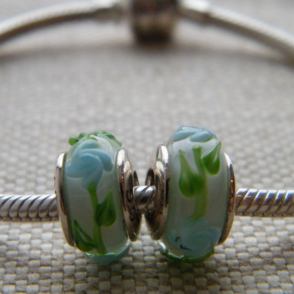 Pandora green on sale glass beads