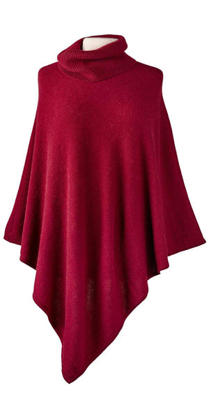 Cashmere Turtleneck Cape in Claret