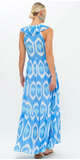 Odisha Blue Ruffle V Neck Maxi Dress