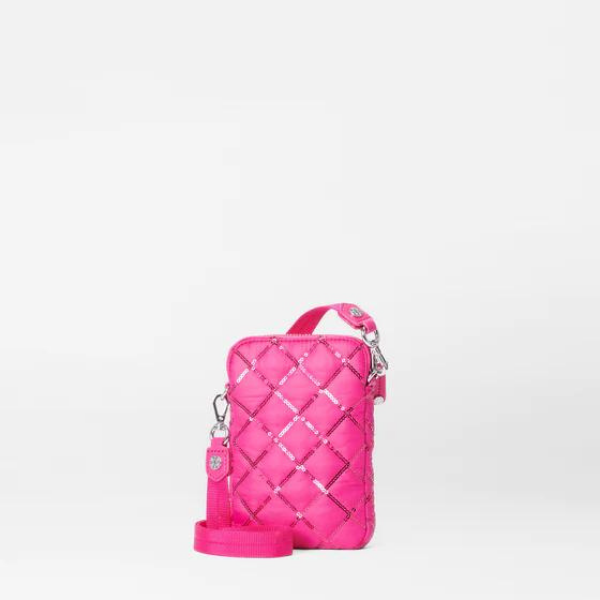 MZ Wallace Micro Crosby in Bright Fuchsia with Sequins – Blue Beetle MZ Wallace Micro Crosby in Bright Fuchsia with Sequins – Blue Beetle