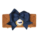 Nantucket Straw Clutch with Navy Bow