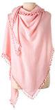 Cashmere Pom Pom Triangle Wrap in Blush