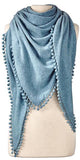 Cashmere Pom Pom Triangle Wrap in Stonewash